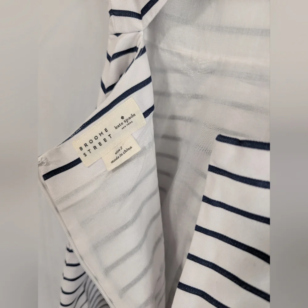 Kate Spade White and Navy Striped Midi Dress